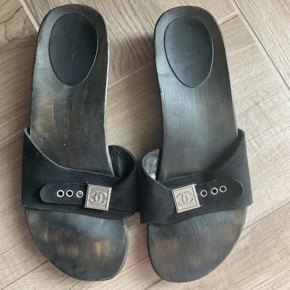 CHANEL authentic old school Dr. Scholl style slides flip flops size 41 EU 10 US